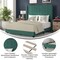 Merrick Lane Sana Modern Upholstered Platform Bed Frame with Padded, Tufted Wingback Headboard and Wood Support Slats, No Box Spring Required